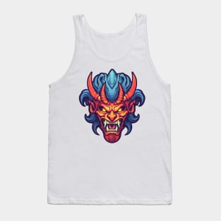 Horned demon face, red and blue Tank Top